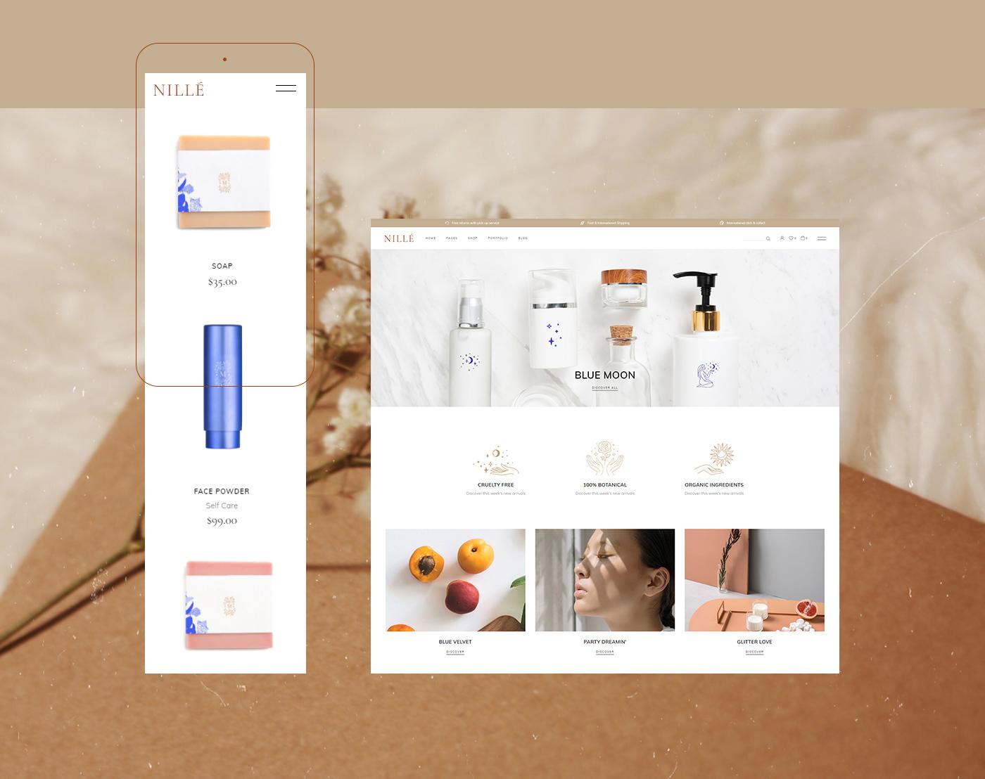 Nilè Cosmetics բրենդային կայք պլանշետի և սմարթֆոնի էկրաններին